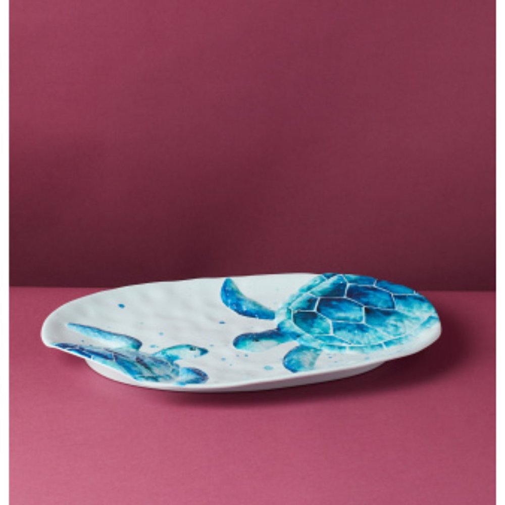 Sigrid Olsen 11"x17" Indoor/Outdoor Melamine Embossed Turtle Serving Platter NWT